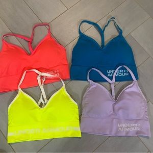 LOT of 4 Medium UA low impact sports bras with removable pads